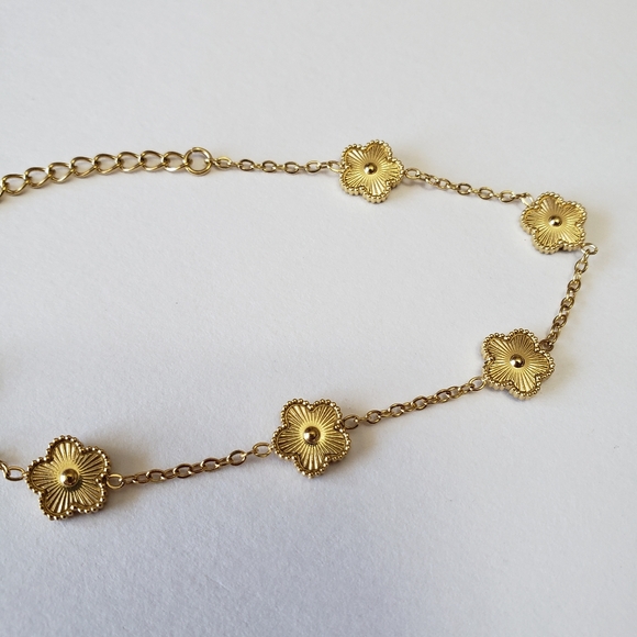 Stainless Steel Hot Gold Plated Clover Charm Bracelet Luxury - Picture 6 of 7